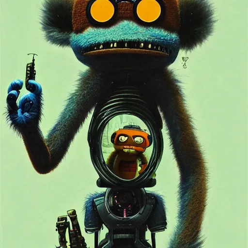 Image similar to cheburashka god futurama furry cyberpunk apocalyptic portrait by gaston bussierre and charles vess and james jean and erik jones and rhads, inspired by rick and morty, epic, funny, huge scale, beautiful fine face features, intricate high details, sharp, ultradetailed