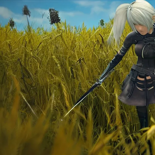 Image similar to a high resolution very detailed image from nier : automata of