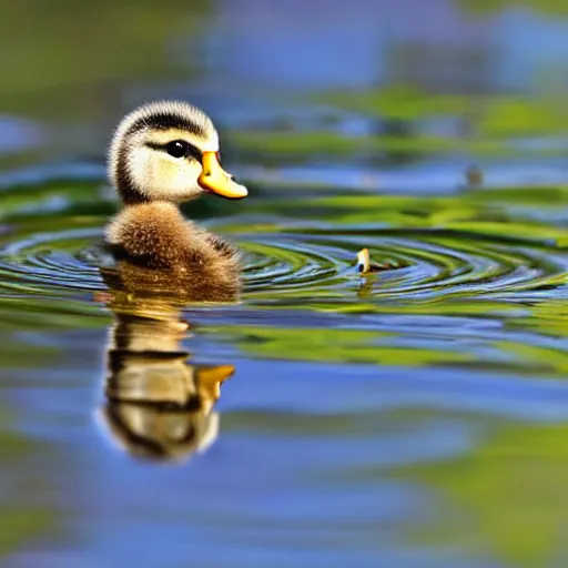 Close-up on a cocktail glass with three tiny ducks swimming in the