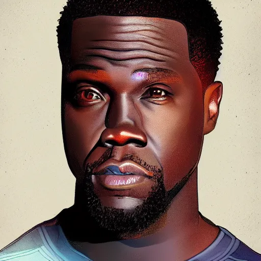 Prompt: super tall kevin hart, ultra realistic, hyper detailed, digital painting,