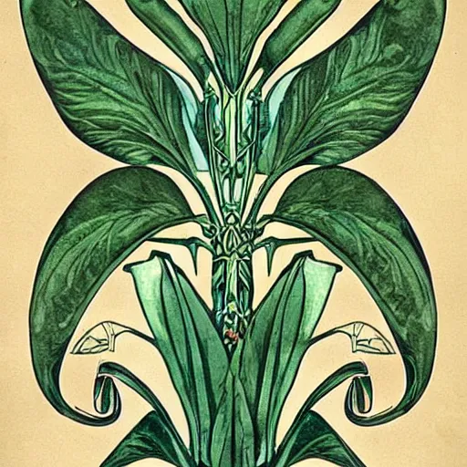 Image similar to beautiful art nouveau of tropical plants