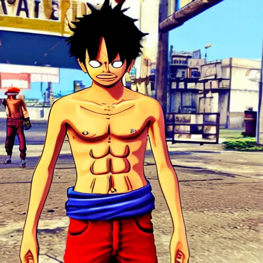 Prompt: luffy in GTA