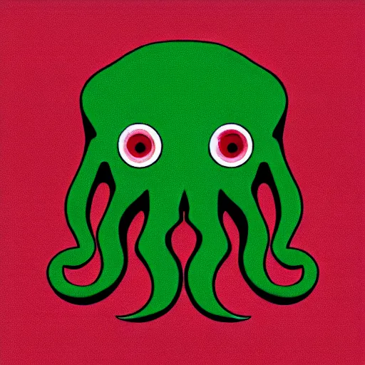 Image similar to a cute cthulhu icon drawn in the style of rockwell kent