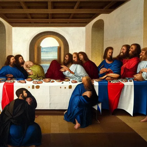 Prompt: Joe biden at the last supper, hyper realism renaissance art, detailed,