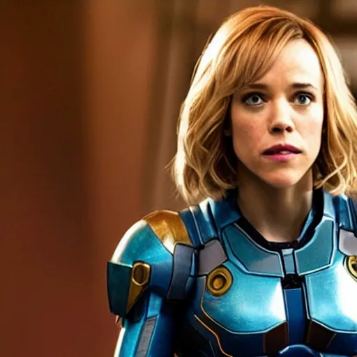 Image similar to rachel mcadams playing the role of samus in the new metroid movie, film still, 4 k, highly detailed, dramatic lighting