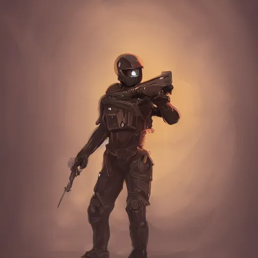 Image similar to portrait of a sleek tan agent armed with a kriss vector, D&D, fantasy, elegant, hopeful, cosmic, muscular, highly detailed, digital painting, artstation, concept art, smooth, sharp focus, illustration