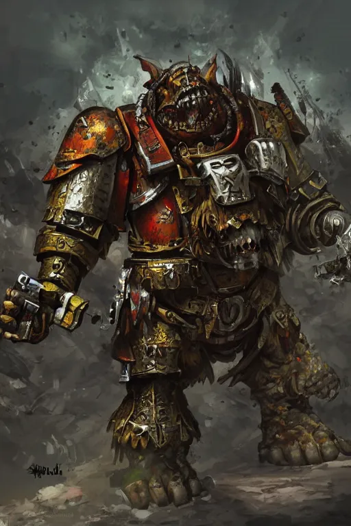 Image similar to an ork, warhammer 4 0 k, highly detailed, digital art, sharp focus, ambient lighting, trending on art station