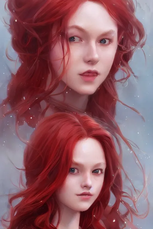 Image similar to beautiful cute red haired joyful and playful 1 9 year old girl, long hair, sci - fi, fantasy, intricate, elegant, digital painting, artstation, concept art, smooth, 8 k frostbite 3 engine, ultra detailed, art by artgerm and greg rutkowski and magali villeneuve