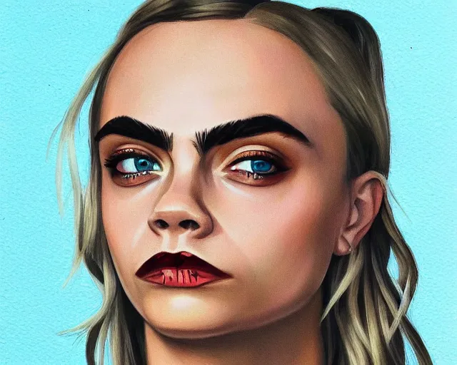 Prompt: portrait of cara delevingne by loish