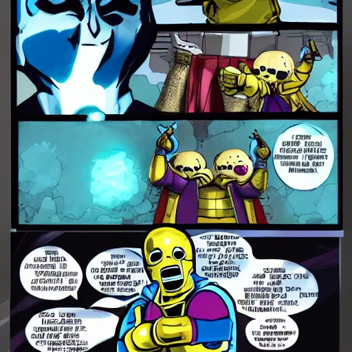 Image similar to Sans with the Infinity Gauntlet