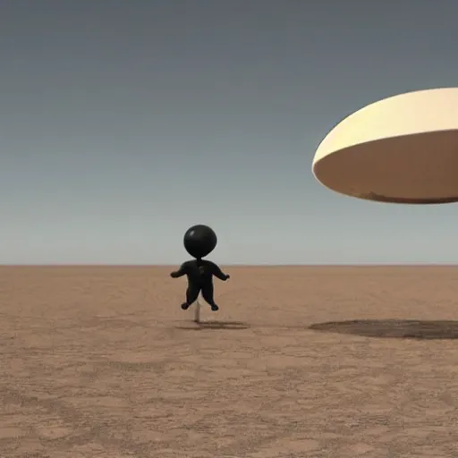 Prompt: HD Photo of a Whitley Strieber Grey Alien climbing out of a crashed flying saucer in the Roswell New Mexico desert.