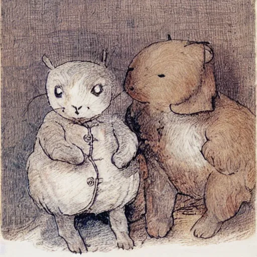 Image similar to portrait of xalvin and hobbs, detailed, by beatrix potter