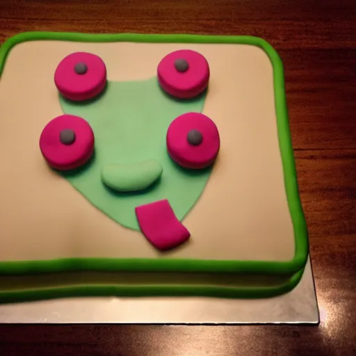 Prompt: a photo of a cake in the shape of discord icon