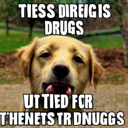 Prompt: dog doing drugs
