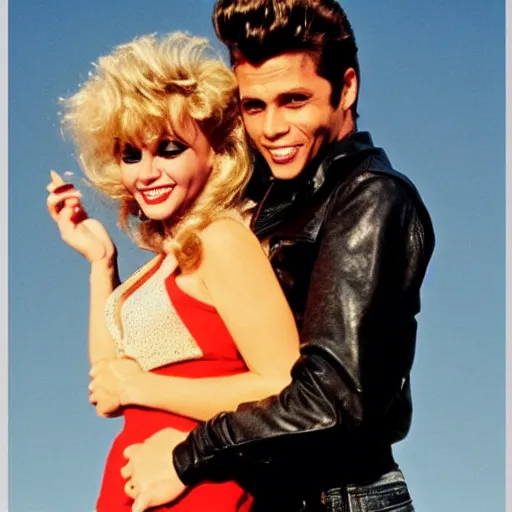 Image similar to danny and sandy from grease circa 1 9 9 0 in beverly hills