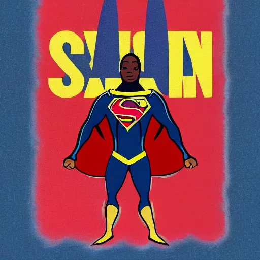 Image similar to portrait of gay black superman