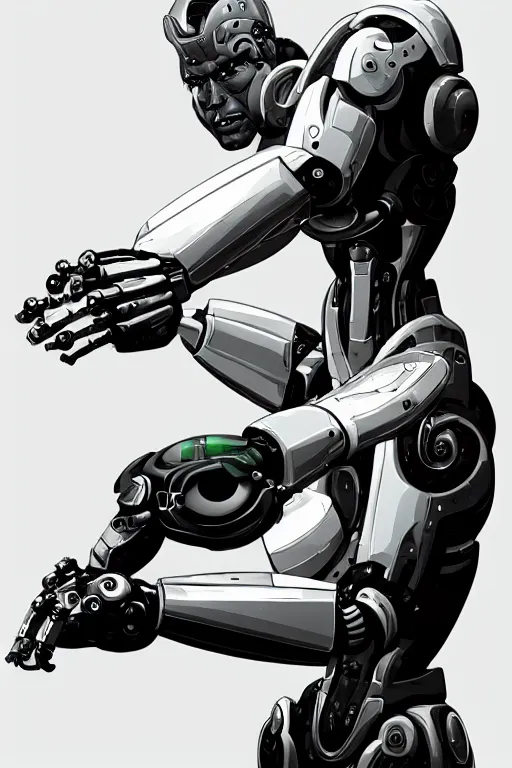 Image similar to Robot cyborg, white background, trending on artstation