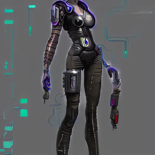 Prompt: female cyberpunk character, highly detailed, full body, digital painting, artstation, concept art, smooth, sharp focus, illustration