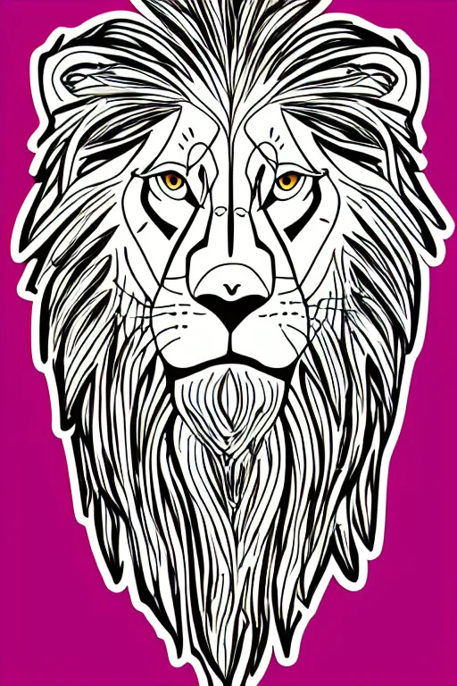 Image similar to Portrait of a lion, anime, sticker, colorful, illustration, highly detailed, simple, smooth and clean vector curves, no jagged lines, vector art, smooth