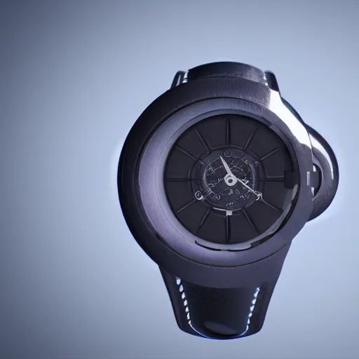 Prompt: futuristic wrist watch, 3d render, cinematic shot, hyper realistic