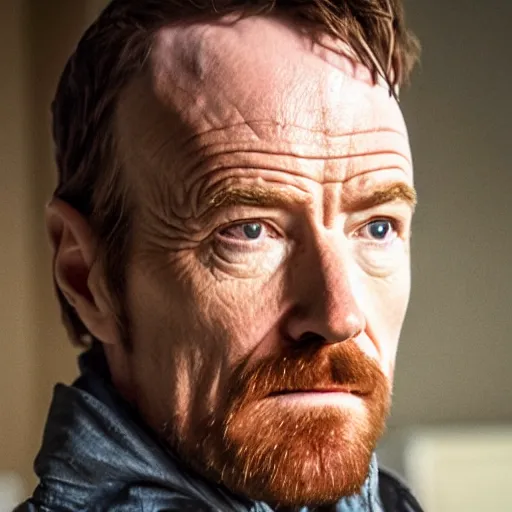 Prompt: Live Action Still of Bryan Cranston dressed as and playing Jesse Pinkman in Breaking Bad, real life, hyperrealistic, ultra realistic, realistic, highly detailed, epic, HD quality, 8k resolution, body and headshot, film still