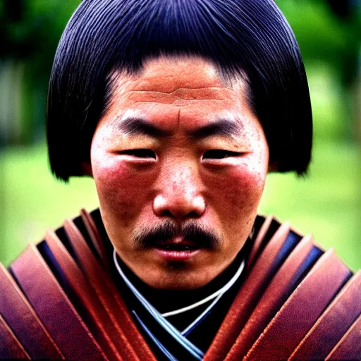 Prompt: portrait of a samurai, photograph by steve mccurry