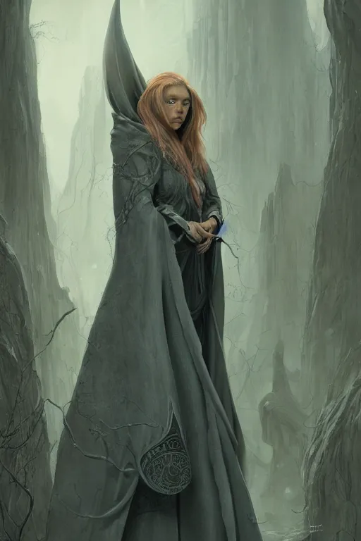 Prompt: a female elf in a cloak with long hairs, art by James Jean and Wayne Barlowe, high detail, cinematic, cgsociety 8k