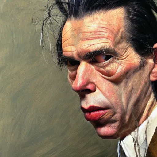 Image similar to high quality high detail painting by lucian freud, hd, nick cave