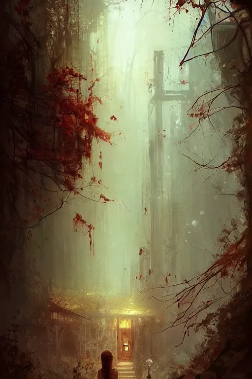 Prompt: (((((a ramshackle manhattan brick brownstone deep in the forest))))) by Bastien Lecouffe Deharme!!!!!!!!!!!!!!!!!!!!!!!!!!!