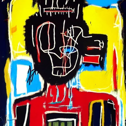 Image similar to a Painting by Jean Michel Basquiat about Instagram