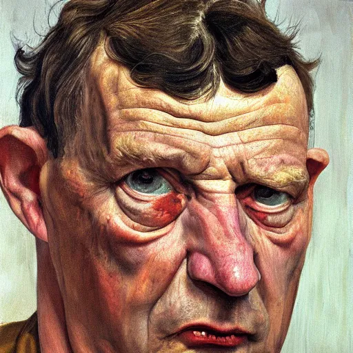 Prompt: high quality high detail painting by lucian freud, hd, portrait of a demon, photorealistic lighting