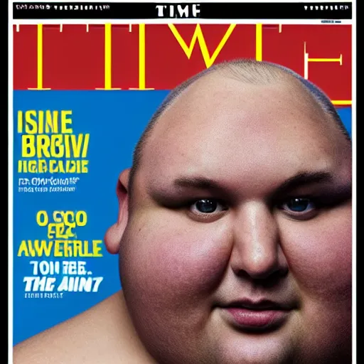 Prompt: fattest man alive on the cover of time magazine, award winning photo