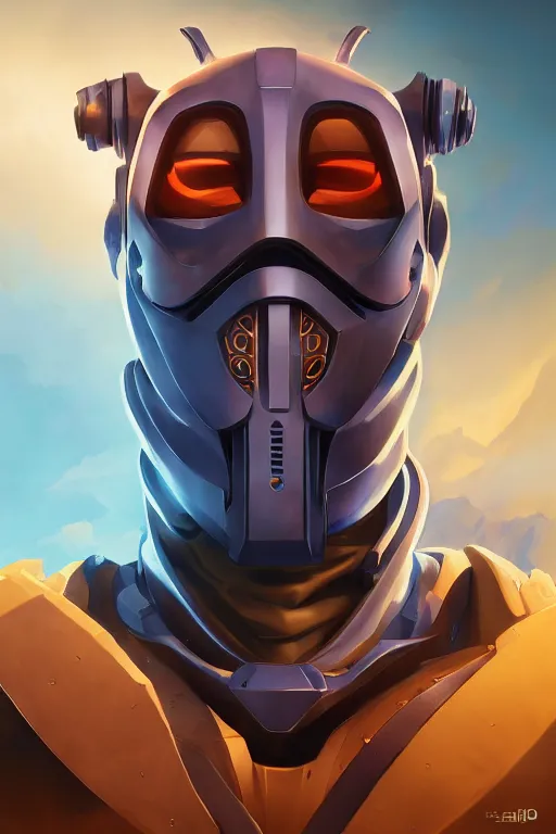 Image similar to epic mask helmet robot ninja portrait stylized as fornite style game design fanart by concept artist gervasio canda, behance hd by jesper ejsing, by rhads, makoto shinkai and lois van baarle, ilya kuvshinov, rossdraws global illumination radiating a glowing aura global illumination ray tracing hdr render in unreal engine 5