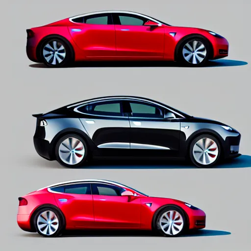 Prompt: 3 d render of a tesla from different angles in 6 different grids