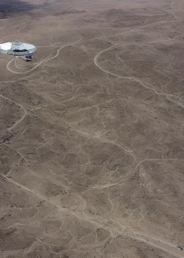 Prompt: aerial view of area 51