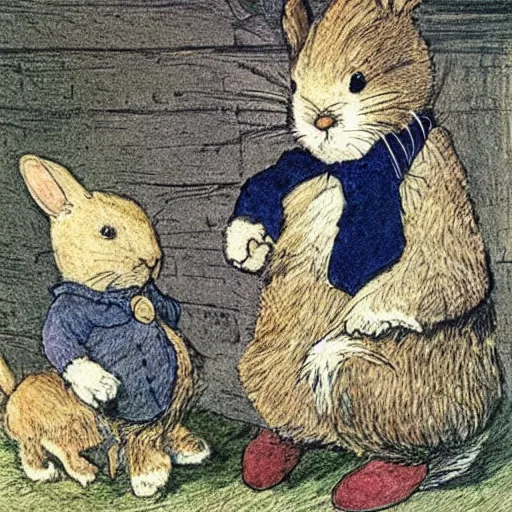 Prompt: portrait of xalvin and hobbs, detailed, by beatrix potter