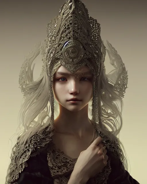 Prompt: female portrait, beautiful, detailed white long hair, intricate assasin armor and hidden face mask, complex 3 d render by ilya kuvshinov, alphonse mucha, ryohei hase, dramatic lighting, intricate, highly detailed, final fantasy, sharp focus, luminous, unreal engine 5 highly rendered, blender, deviant art, masterpiece, ray tracing