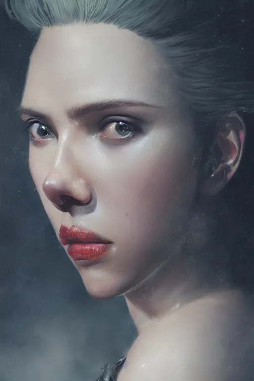 Prompt: a fancy portrait of Scarlett Johansson as a succubus by Greg Rutkowski, Sung Choi, Mitchell Mohrhauser, Maciej Kuciara, Johnson Ting, Maxim Verehin, Peter Konig, Bloodborne, macro lens, 35mm, 8k photorealistic, cinematic lighting, HD, high details, atmospheric,