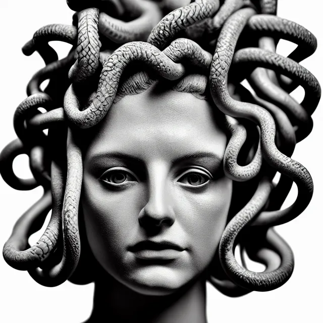 Prompt: medusa, highly detailed, 8 k, hdr, smooth, sharp focus, high resolution, award - winning photo