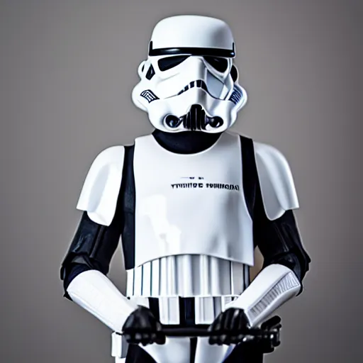 Image similar to stormtrooper suit Emmanuel Macron, 50mm photography, high quality, 4K