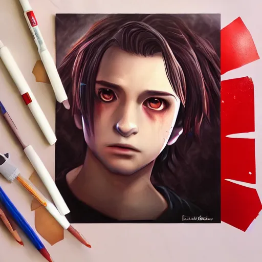 Image similar to Twilight anime, Stranger Things, Edward, Bella, photorealistic, dramatic lighting, soft, sharp focus, highly detailed, digital painting