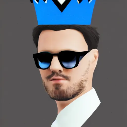 Image similar to rich businessman wearing an expensive blue crown and black shades , digital painting , digital art , artstation , devian art , 4k , HD