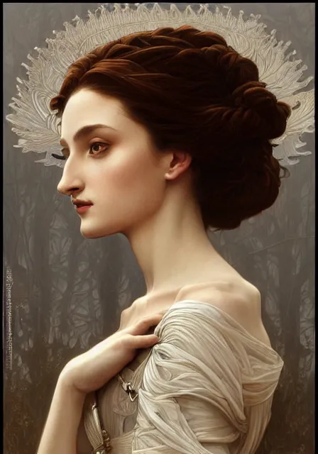 Image similar to sansa in skeleton, intricate, elegant, highly detailed, digital painting, artstation, concept art, smooth, sharp focus, illustration, art by artgerm and greg rutkowski and alphonse mucha and william - adolphe bouguereau