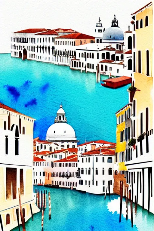 Image similar to minimalist watercolor art of venice, illustration, vector art