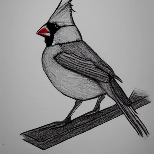 Prompt: a cardinal drawn on school paper