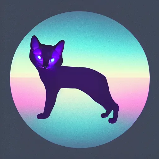 Image similar to vector cat silhouette, portrait, vaporwave, synthwave, neon, vector graphics, cinematic, volumetric lighting, f 8 aperture, cinematic eastman 5 3 8 4 film