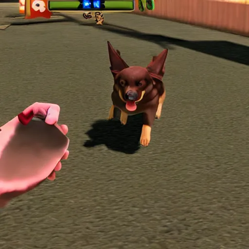 Image similar to a dog turning into a corrupted satan, nintendogs gameplay