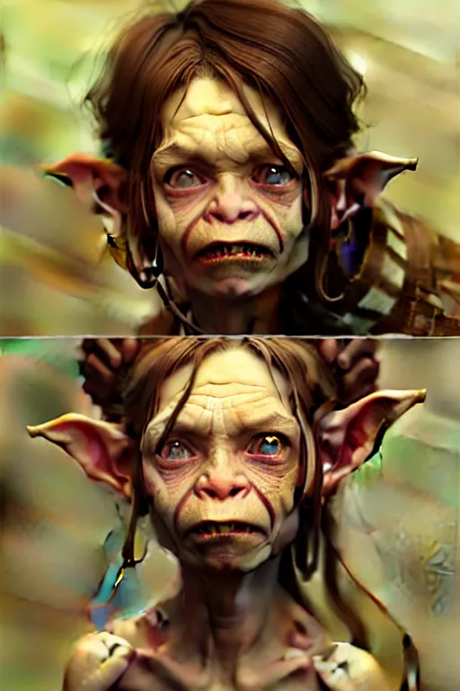 Prompt: beautiful young goblin, highly detailed, digital painting, artstation, sharp focus, illustration, art by tan zi and ayanamikodon and alphonse mucha and wlop