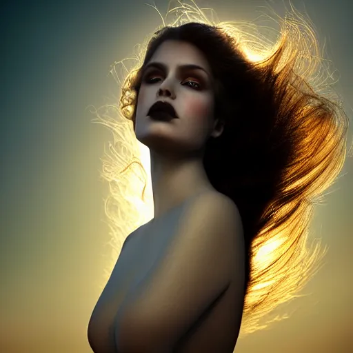 Prompt: photographic portrait of a stunningly beautiful elegant gothic female in soft dreamy light at sunset, god rays, contemporary fashion shoot, by edward robert hughes, annie leibovitz and steve mccurry, david lazar, jimmy nelsson, breathtaking, 8 k resolution, extremely detailed, beautiful, establishing shot, artistic, hyperrealistic, beautiful face, octane render