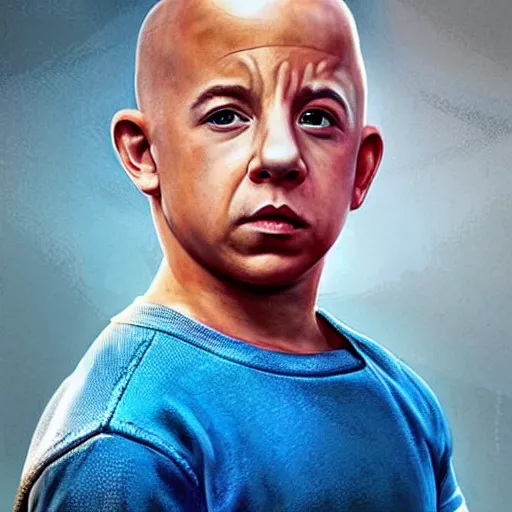 Prompt: Vin Diesel as Eleven from Stranger Things, realistic, cinematic, high detail